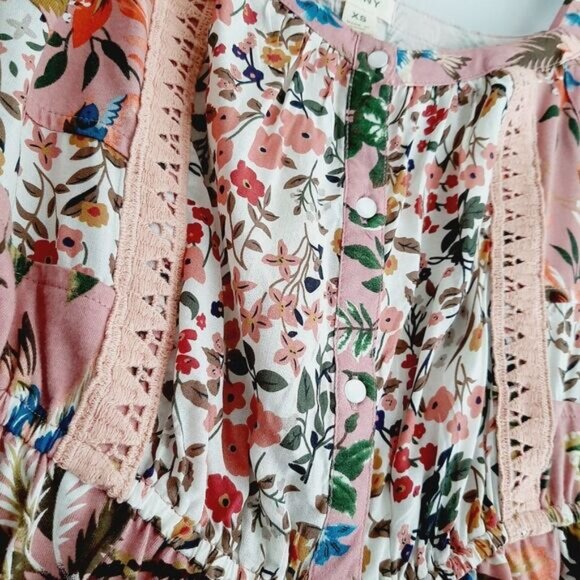 TINY / Anthropologie Thea Peplum Tank Top Pink Floral Sz XS Flawed - Picture 6 of 16